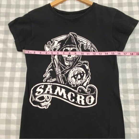 Creepy Graphic baby tee Sons of Anarchy black tee small/medium skull - Picture 7 of 10
